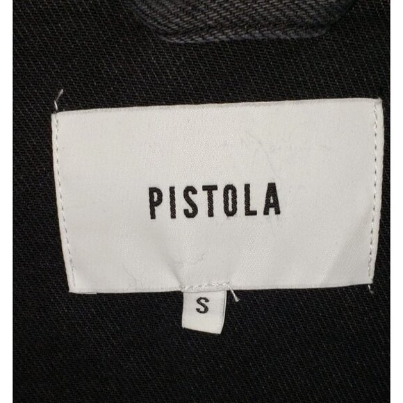 Pistola Black Jean Jacket Women Small 4 6 8 Oversized Cropped Stripe Modal Denim - Picture 9 of 12